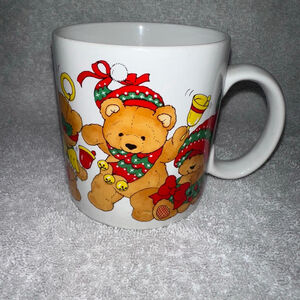 Vintage 1986 Applause Christmas Teddy Bears Theme Coffee Mug 12oz